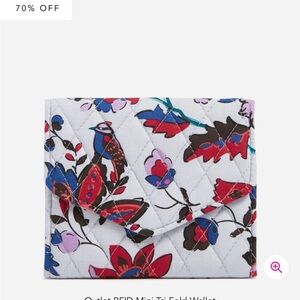Vera Bradley RFID Blocking Mini Tri-Fold Trifold Wallet Vineyard Floral  NWT